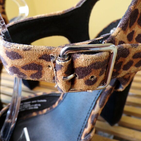 Mossimo Vintage Leopard Faux Fur Pumps Chunky Heel Womens Size 6.5 - Picture 7 of 13